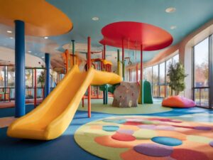 A colorful, well-organized play area with clear bins, labeled containers, and categorized toys. Children happily engage, promoting independence and learning. #Parenting